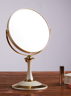 Alina专柜镜子欧式简约精致双面化妆镜卧室用圆形台式桌面梳妆镜