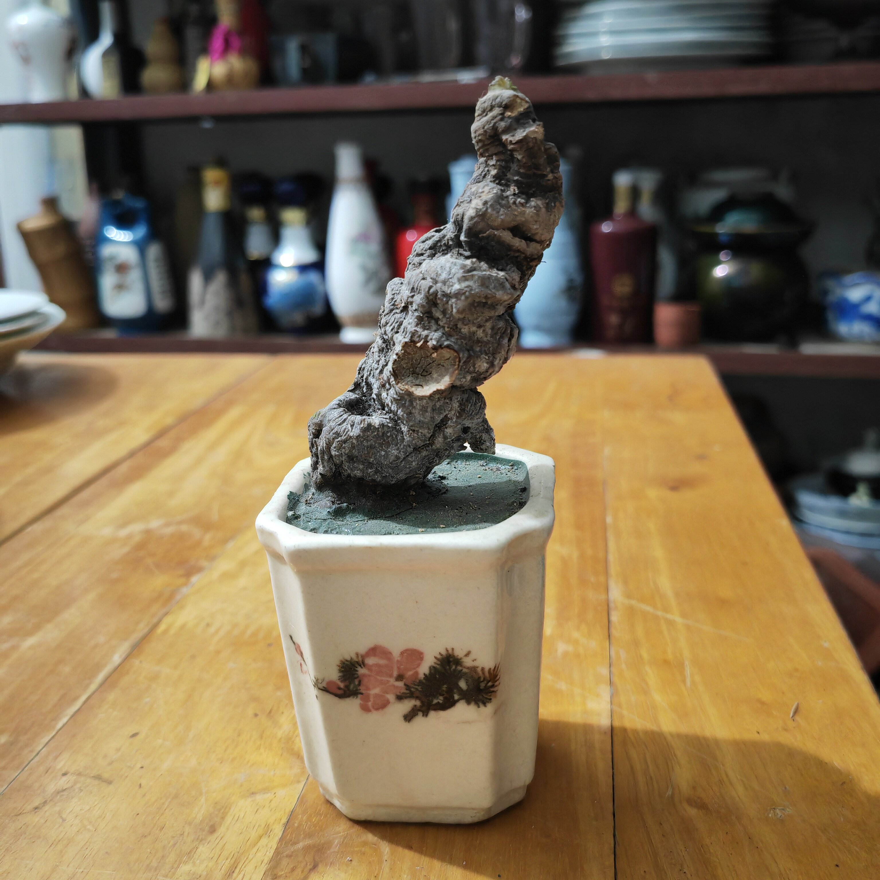 老花盆手工盆景摆件老年代怀旧小号花景精美装饰摆设古董14.8厘米