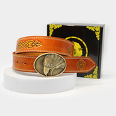 蒙古族特色皮带铜扣鹰扣头民族草原风情头层牛皮腰带礼品送人礼盒