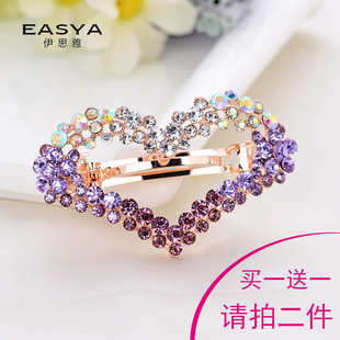 买1送1韩国水钻发夹后脑勺顶夹成人夹子头饰弹簧夹马尾夹发卡发饰