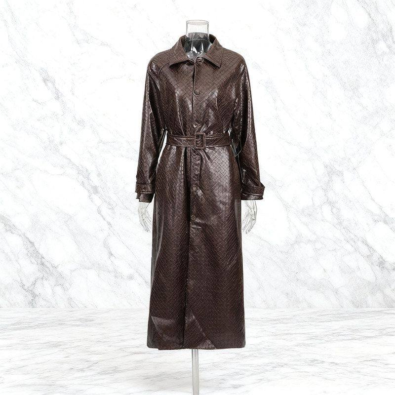 外套欧美风鳄鱼皮衣个性2025风衣系带小众设计感新款女亮面纹收腰,女装/女士精品,风衣,淘宝优惠券,粉丝福利购,淘宝优惠卷