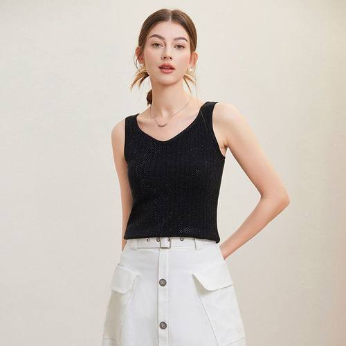 打底烫钻春夏亚马逊修身针织吊带