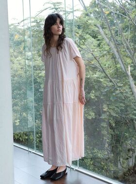 秋季设计感新款天丝共线[摆无袖圆领C5136蛋糕裙缩褶]连衣裙COLNE