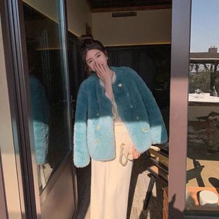 年轻短款托卡新款冬毛姐姐大衣漂亮羊羔羊剪绒皮草女皮毛一体外套