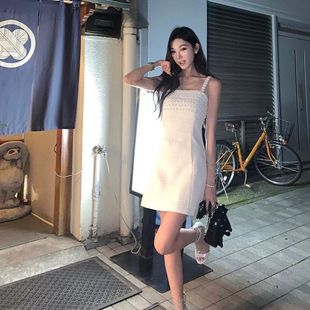 设计感高级感辣妹外 穿微胖小众mm轻奢名媛风吊带裙女夏连衣裙大码