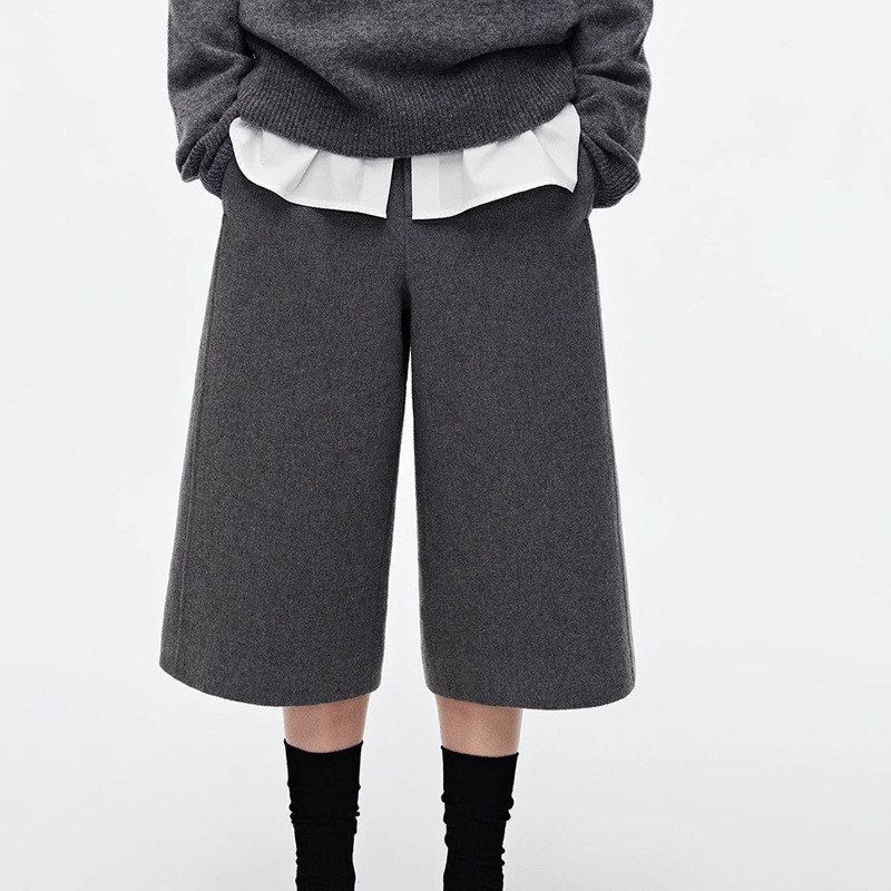 绵双面秋冬直筒毛呢空气层肌理