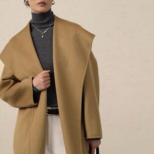 长兆 Max家Messi精细高支澳毛双面羊绒大衣女羊毛呢子大翻领外套