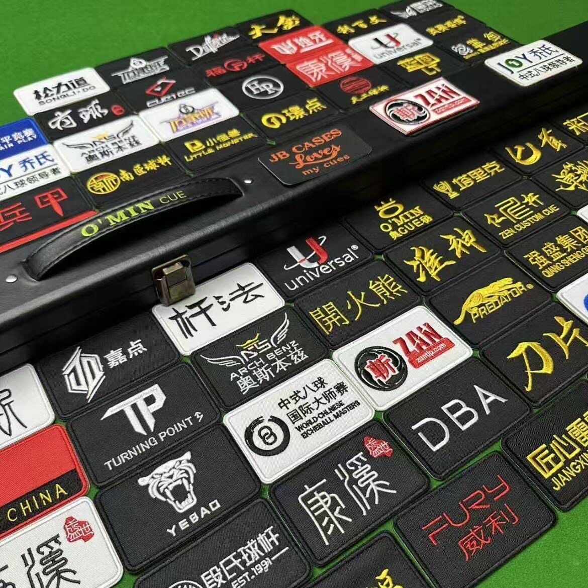 桌球杆盒遮瑕美观刺绣背胶贴纸图片