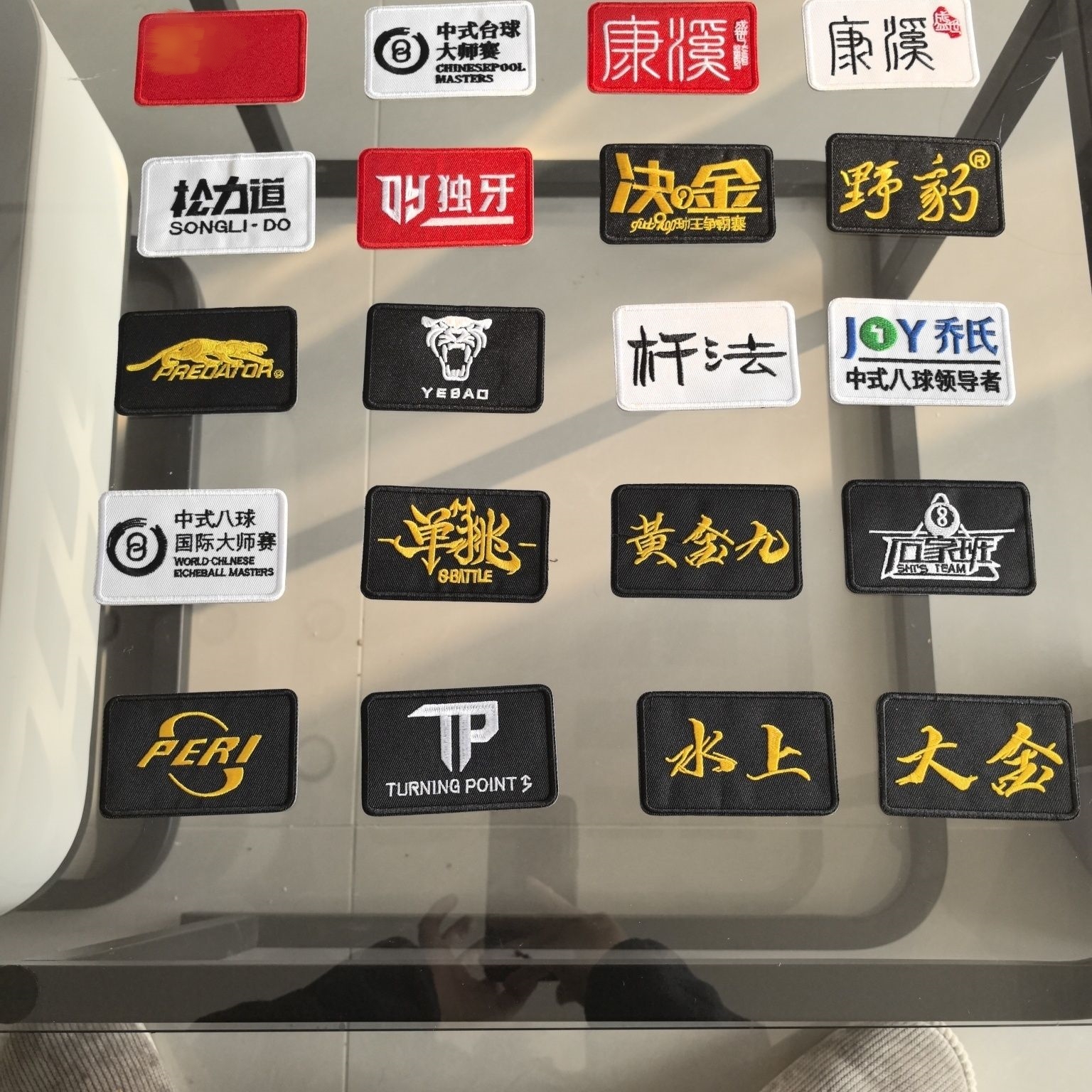 台球球杆杆盒遮瑕贴纸刺绣布