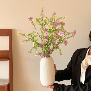 仿真花水晶花线条型轻奢假花小碎花白色餐桌花绢花迎春花花艺摆件