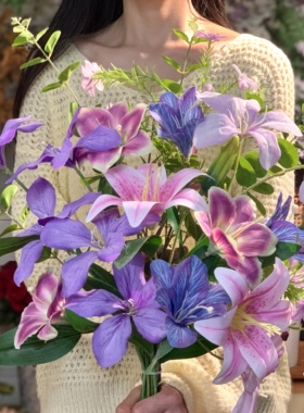 仿真花火焰兰百合花假花花束森系