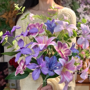 仿真花火焰兰百合花假花花束森系家居桌面摆放艺术感酒店大堂软装