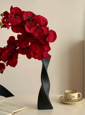 红色系假花蝴蝶兰仿真花结婚卧室客厅装饰品摆设乔迁喜庆摆件中式