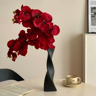 红色系假花蝴蝶兰仿真花结婚卧室客厅装饰品摆设乔迁喜庆摆件中式