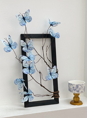 新中式仿真蝴蝶花假花桌面摆件酒店民宿咖啡馆装饰插花直播背景墙