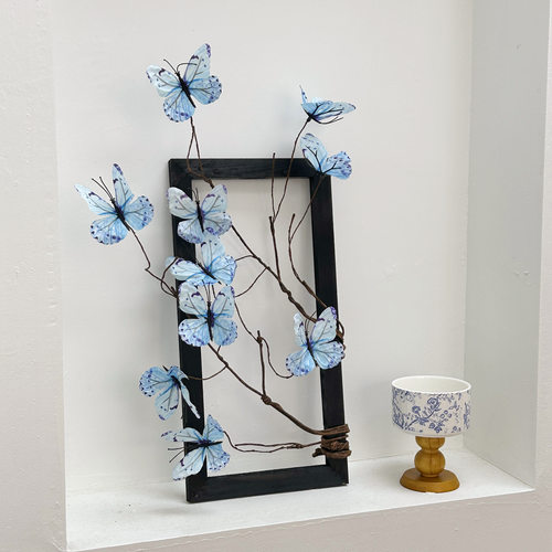 新中式仿真蝴蝶花假花桌面摆件酒店民宿咖啡馆装饰插花直播背景墙