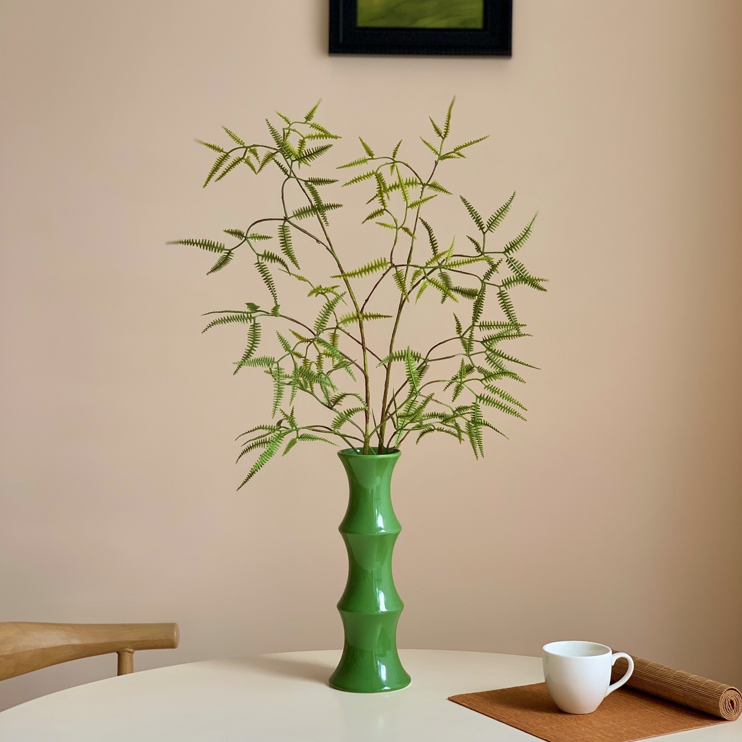 新中式仿真植物芒萁竹子陶瓷花瓶