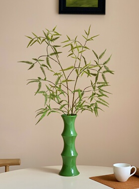 新中式仿真植物芒萁竹子陶瓷花瓶