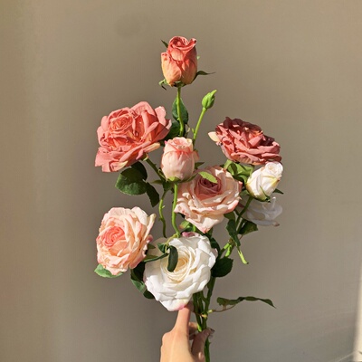 仿真花焦边玫瑰假花绢花摆件