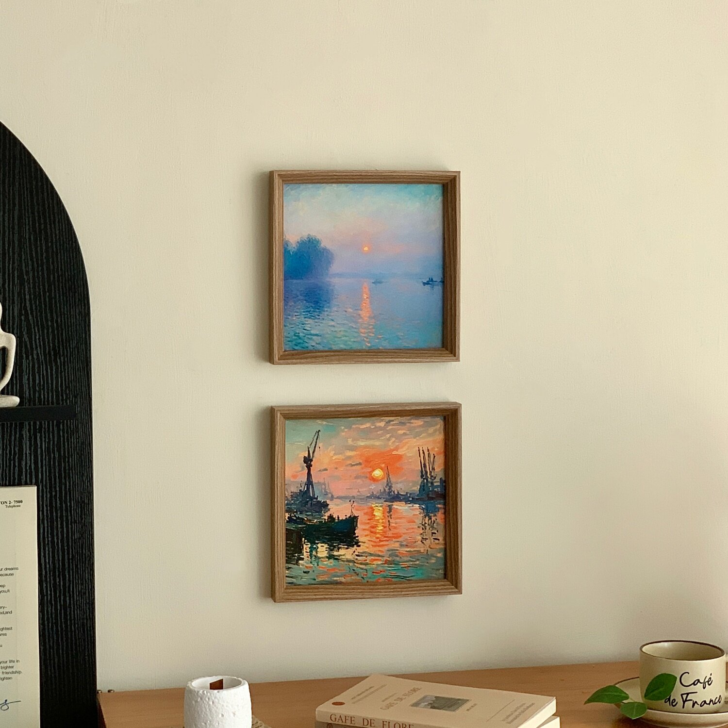 印象派莫奈油画感装饰画客厅挂画图片