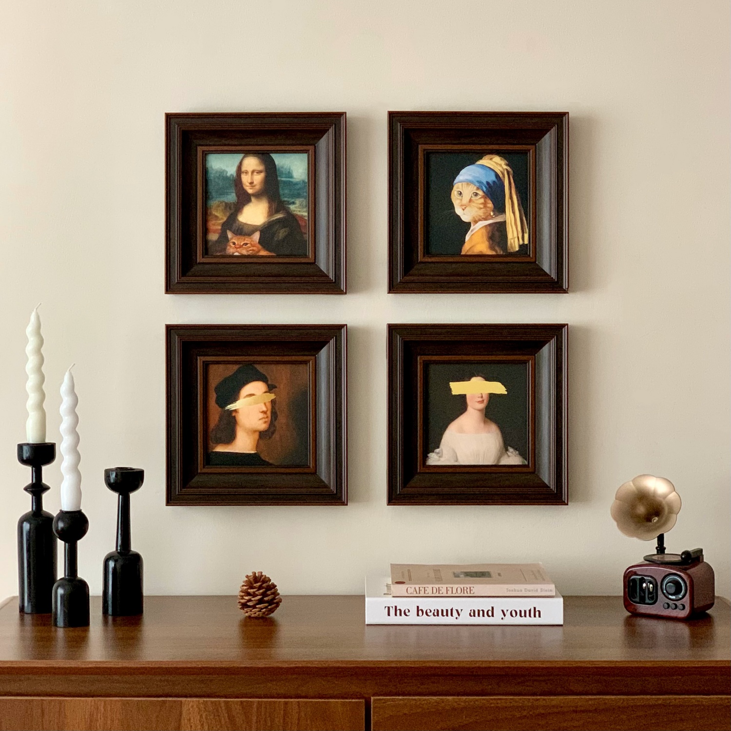 法式复古蒙娜丽莎组合装饰画客厅卧室沙发背景墙挂画新中式摆件