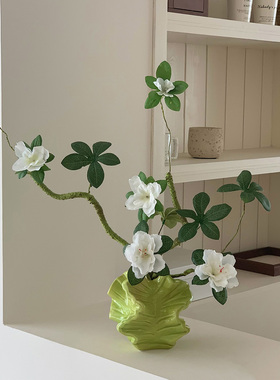 陶瓷花瓶客厅插花杜鹃仿真花假花装饰品高级感轻奢风家居软装摆设