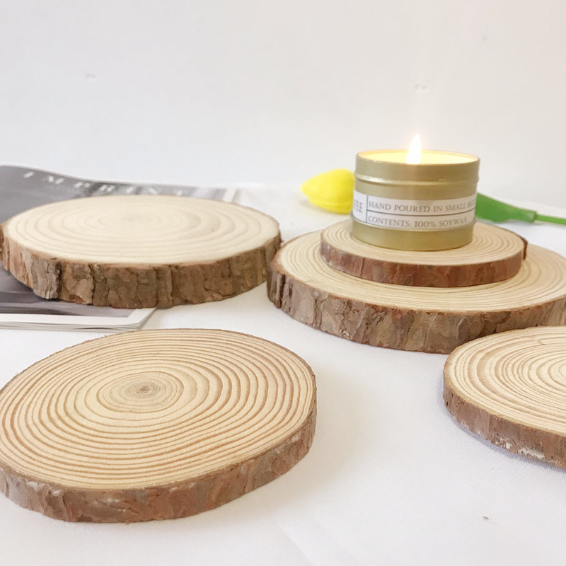 复古天然原木年轮杯垫装饰摆件