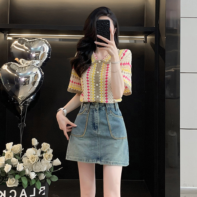 小个子穿搭一整套女夏季洋气条纹