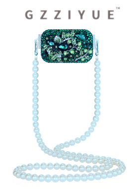 FD 适用于苹果华为三星OPPO手机背夹带镜子斜跨绿色水晶万能背夹