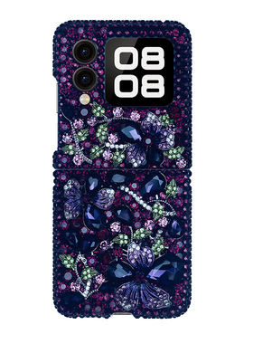 HP适用于华为novaflipS折叠水钻手机壳原创紫色定制华为折叠壳