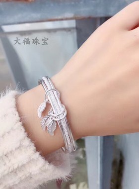 三生三世多圈实心森系银手镯