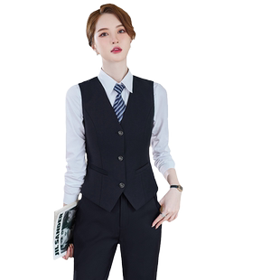 高端职业装西装马甲套装女士银行马夹酒店前台销售4S店工装工作服