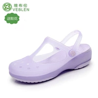 Tide, тапочки в стиле Crocs, нескользящая пляжная обувь, мюли на плоской подошве, мягкая подошва, подходят для носки на улице, в корейском стиле, закрытый носок