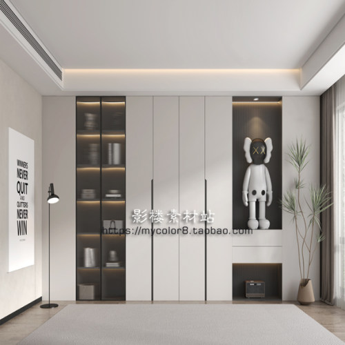 3D直播间背景 影楼摄影网红主播背景 书房壁纸壁画素材大图24-032