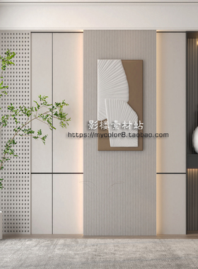 3D直播间背景 影楼摄影网红主播背景 书房壁纸壁画素材大图24-042