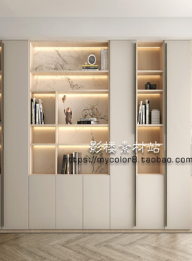 3D直播间背景 影楼摄影网红主播背景 书房壁纸壁画素材大图24-026