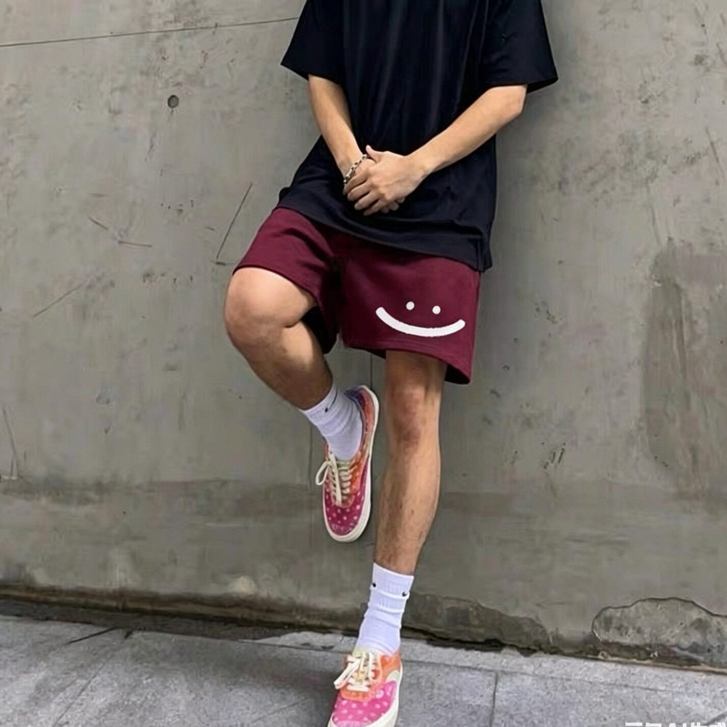 美式高街潮牌笑脸休闲百搭短裤男生夏季新款宽松运动篮球五分裤子
