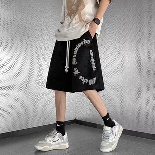 美式高街篮球短裤男夏季潮牌嘻哈休闲五分裤宽松大码跑步运动裤子