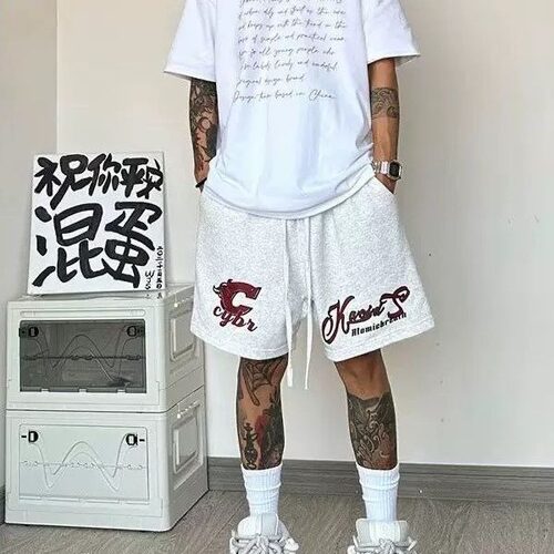 夏季潮牌休闲五分裤子男生美式高街篮球运动短裤学生宽松大码中裤