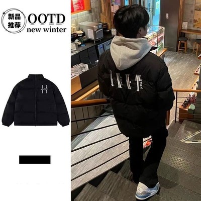 重磅美式高街黑色立领棉服男2025秋冬新款爆款情侣装保暖外套棉衣