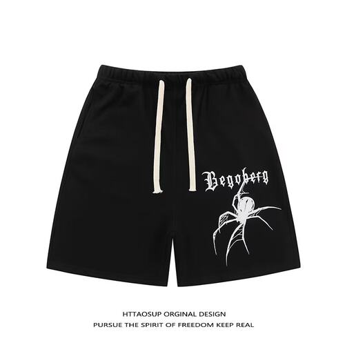 美式高街嘻哈风蜘蛛休闲短裤男生夏季新款潮牌宽松运动篮球五分裤