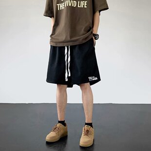 宽松运动五分裤 美式 新款 男生夏季 子 潮牌高街复古oversize休闲短裤