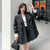 【】拼接色卷袖皮衣2C200-8830-P135-K198，女装皮衣，2C200