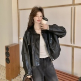【出货】新款明线撞色皮衣2C200-2611-P175-K288，女装皮衣，2C200