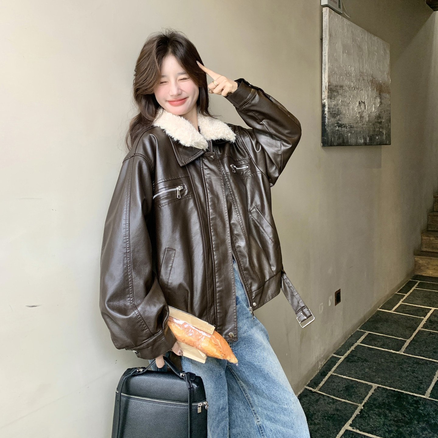 【新款】出货2C200-2540-P215-K318加厚内里皮衣外套,女装皮衣,2C200