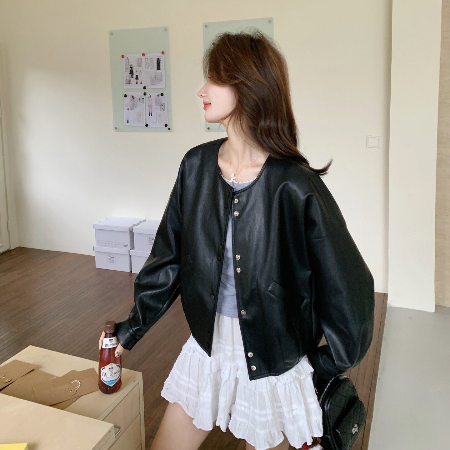 【出货】新款2C200-2603-P175-K288-超软蛋白皮短款皮衣,女装皮衣,2C200