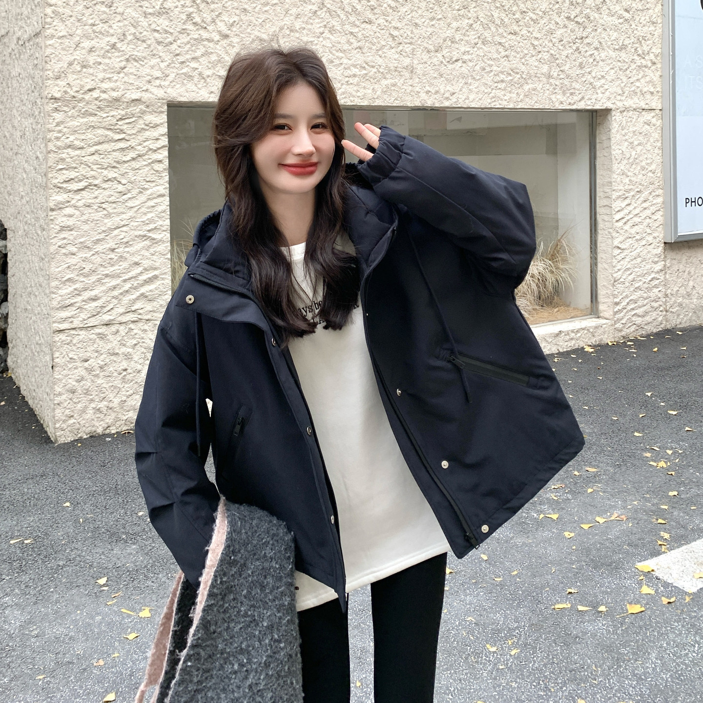 【新款】出货2C200-2558-P265-K398休闲加厚90白鸭绒冲锋衣外套,女装羽绒服,2C200