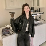 【出货】新款明线撞色皮衣2C200-2611-P175-K288，女装皮衣，2C200