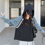 【】25秋装连帽拼接牛仔卫衣2C200-7701-P135-K198，女装卫衣/绒衫，2C200