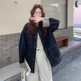 【】拼接格子袖口大口袋牛仔外套2C200-2528-P155-K228，女装短外套，2C200